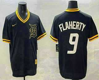 Men%27s Detroit Tigers #9 Jack Flaherty Black Gold Nike Cooperstown Legend V Neck Jersey->cleveland guardians->MLB Jersey